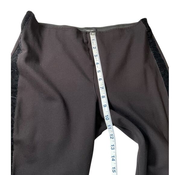 Vera Wang Size Large Skinny Tuxedo Pants Velvet Side Stretch Black Pull On Work - Picture 6 of 8